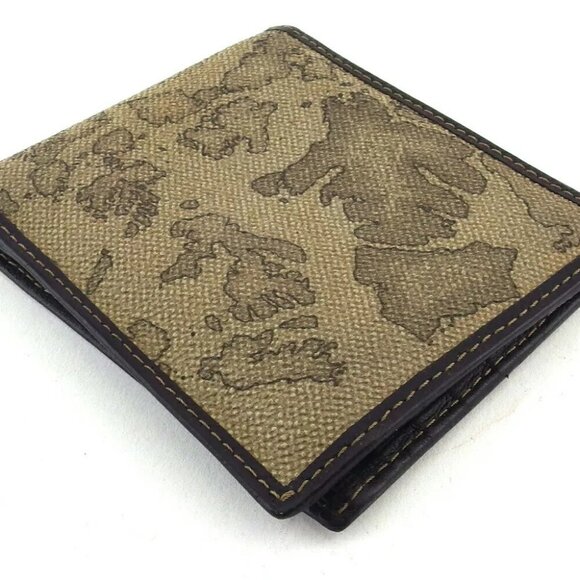 PRIMA CLASSE Two-fold wallet Map Beige PVC ?~ Leather Authentic USED - Picture 10 of 14